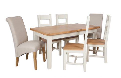 elegant white painted large dinning table with matching dinning chairs