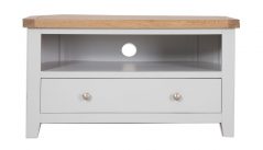 practical grey corner tv stand one drawer one shelf