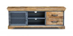 Industrial Style Solid Light Mango Wood Large TV Stand