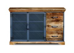 Industrial Style Solid Light Mango Wood 2 Door 3 Drawer Sideboard