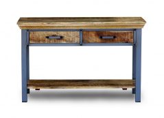 Industrial Style Solid Light Mango Wood 2 Drawer Console Table