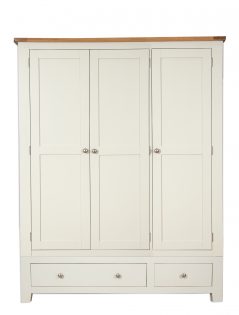 Perpignan Ivory Painted Natural Oak 3 Door 2 Drawer Wardrobe