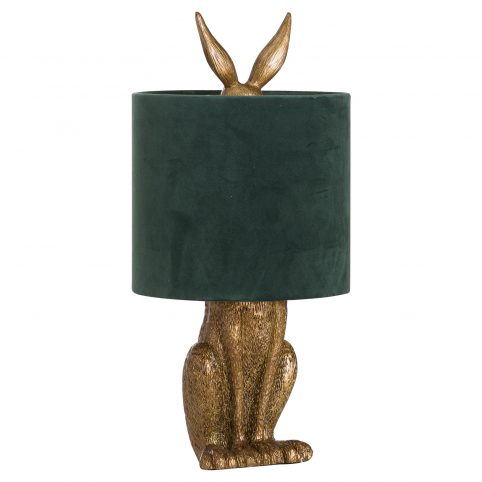 Hare lamp old gold green velvet shade