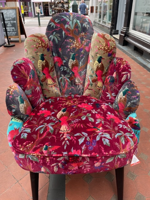 Unique floral cotton velvet Art Nouveau style Boho chair