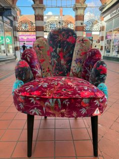 Boho Bohemian tropical floral patchwork cotton velvet scallop chair Boho Bohemian tropical floral patchwork cotton velvet scallop chair