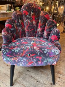 tropical birds boho style art nouveau bohemian country floral style cotton velvet scallop chair armchair