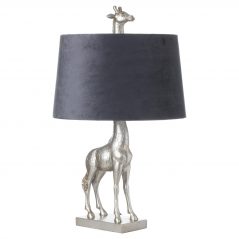 Silver Giraffe Table Lamp with Dark Grey Velvet Shade UK delivery