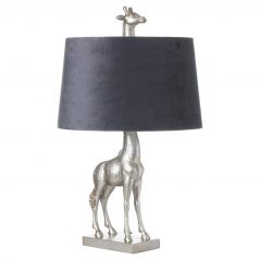 Silver Giraffe Table Lamp with Dark Grey Velvet Shade UK delivery Silver Giraffe Table Lamp with Dark Grey Velvet Shade UK delivery