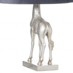 Silver Giraffe Table Lamp with Dark Grey Velvet Shade back