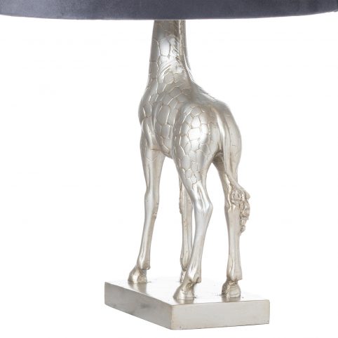 Silver Giraffe Table Lamp with Dark Grey Velvet Shade back Silver Giraffe Table Lamp with Dark Grey Velvet Shade back