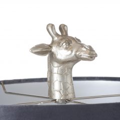 Silver Giraffe Table Lamp with Dark Grey Velvet Shade top