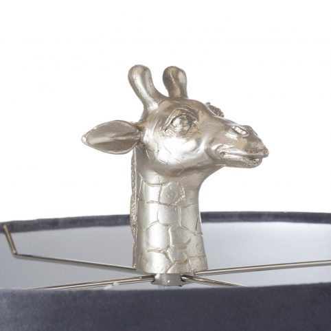 Silver Giraffe Table Lamp with Dark Grey Velvet Shade top Silver Giraffe Table Lamp with Dark Grey Velvet Shade top