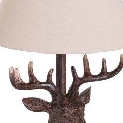 Stag Head Unique Table Lamp with Linen Shade details