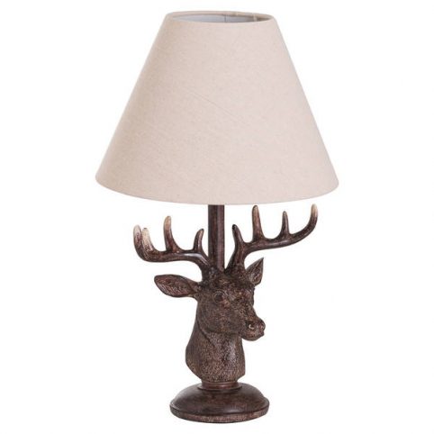 Stag Head Unique Table Lamp with Linen Shade uk delivery Unique animal head stag table lamp