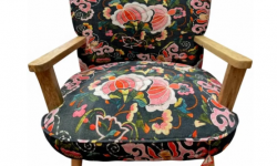 Slider Pages 15 hand embroidered pink flower butterfly chair upholstered in black cotton velvet