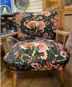 pink floral butterfy dark grey boho cotton velvet arm chair pink floral butterfy dark grey boho cotton velvet arm chair