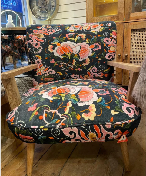 pink floral butterfy dark grey boho cotton velvet arm chair pink floral butterfy dark grey boho cotton velvet arm chair