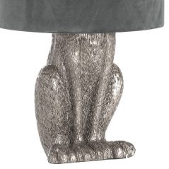 silver hare table lamp with grey shade