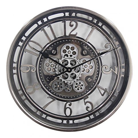 large aged metal moving cogs wall clock