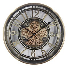 aged gold moving cogs wall clock