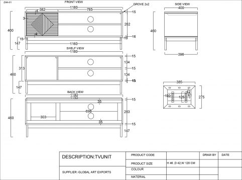 ZAN-01 (1) Hand carved mang wood TV stand spec