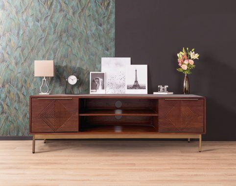 ZAN-02 Large hand carved mango wood TV stand