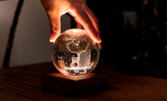 Stag Design LED Lit-up Crystal Ball on wooden stand