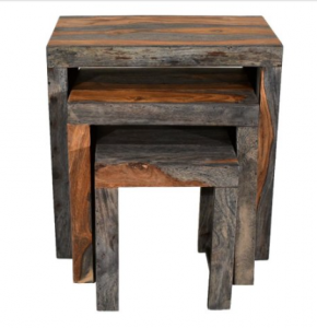 Bold Beauty in Wood: Sheesham Wood Fired Finish Living Collection 2 sheesham wood fired finish nest of 3 tables